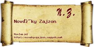 Nováky Zajzon névjegykártya